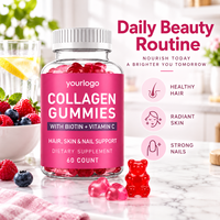 Gummies de Collagène Peptidique avec Biotine et Vitamine C pour la Beauté des Cheveux, de la Peau et des Ongles chez la Femme – 60 Unités – Complément Beauté OEM ODM Marque Privée