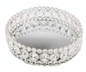 Luxury Traditional Rectangular <b>Mirrored</b> Aluminium Gold <b>Crystal</b> Beaded Decorative Vanity Tray Cosmetic Makeup Organizer Jewelry - Product Image 6