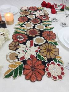 Handmade Luxury Design Customized Shape Red <b>Green</b> Emneaded Table <b>Runner</b> Mats & Pads Lightweight Durable Eco-Friendly - Product Image 3