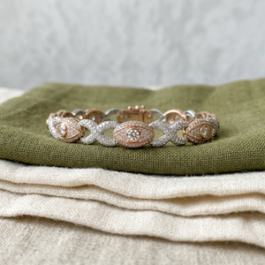 Two Tone Gold <b>Infinity</b> Link <b>Bracelet</b> Lab Diamond Pave Iced Out Marquise Charm Hip Hop Wristband Unisex Fine Jewelry - Product Image 1