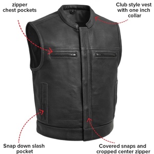 Durable Handmade <b>Leather</b> Biker Vest for Men Vintage Black Motorcycle Waistcoat with Premium Stitching Custom Size Options - Product Image 3