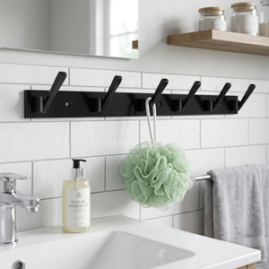 Premium <b>Black</b> Coat Hanger Rack Wall Mounted Heavy Duty Metal <b>Hook</b> Organizer for Entryway Bedroom Bathroom Kitchen Clothes hanger - Product Image 3