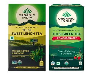 Té de Tulsi y Limón Dulce de Organic India, 25 Bolsitas de Té, y Té Verde de Tulsi con Granada de Organic India, 25 Bolsitas de Té - Product Image 1