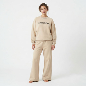 Conjunto de Chándal de Dos Piezas para Mujer con Sudadera de Manga Larga con Cuello Redondo y Pedrería y Pantalones de Pierna Ancha, Ropa Casual al por Mayor - Product Image 5