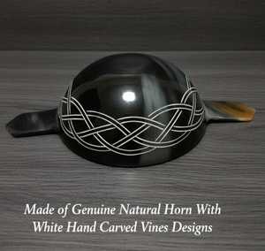 Handcrafted Polished Viking Buffalo Horn Bowl Set Engraved Natural Eco Friendly Salad Serving Bowl Medieval Vintage Home <b>Kitchen</b> - Product Image 1