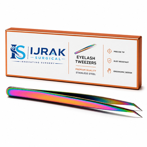 Pince à épiler professionnelle en acier inoxydable arc-en-ciel en forme de L pour extensions de cils, outil de précision pour isolation de cils et maquillage - Product Image 4