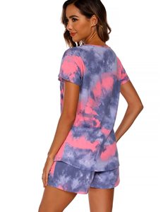 Custom Logo Women's T Shirt & Shorts <b>Set</b> <b>Tie</b> <b>Dye</b> Print Summer 2 Piece Gym Wear Plain Cotton Twin <b>Set</b> OEM ODM Wholesale - Product Image 6