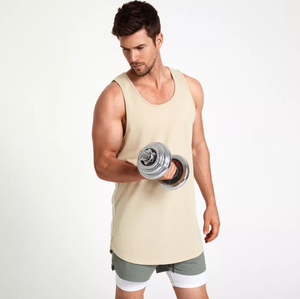 Débardeurs de fitness en coton tricoté respirant 100 % pour hommes, idéaux pour la musculation et la gym, sans manches, coupe ajustée, vente en gros - Product Image 6
