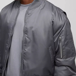 Chaqueta Bomber Gris para Hombre, Casual, con Cierre, Cuello Alto, Corte Regular, Prenda Exterior de Poliéster para Otoño - Product Image 4
