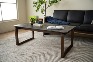 Modern Dining <b>Table</b> High Pressure Laminated Surface with Curved <b>Leg</b> Wooden Base <b>for</b> Home and Apartment - Product Image 3