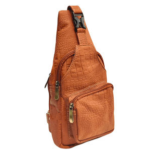Sac bandoulière en cuir cognac personnalisé, sac de poitrine texturé le plus vendu, sac de voyage à bandoulière, organisateur de rangement, imperméable, unisexe - Product Image 1