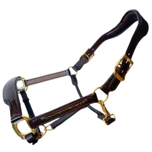 Premium Eco-friendly Durable Leather Horse <b>Halter</b> with Brass Buckle Padded Headcollar for Equestrian Riding - Product Image 3