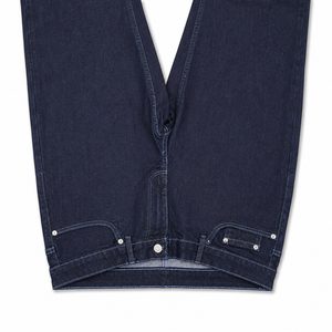 Jean en denim pour femme, délavé clair, coupe large, taille haute, coupe droite, longueur intégrale, style décontracté, 100% coton, couleur unie, avec fente - Product Image 5