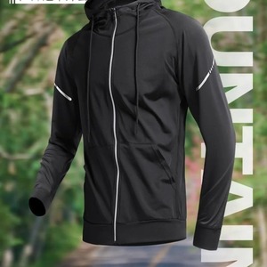 Chaqueta Deportiva de Secado Rápido para Hombre, con Capucha, para Correr y Ciclismo, Transpirable, de Manga Larga, para Entrenamiento en el Gimnasio - Product Image 4