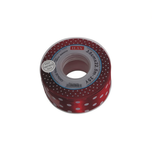 Nastro in Raso Ilan 3,8 Cm X 25 Iarde Bordeaux a Pois per Decorazioni e Regali - Product Image 1