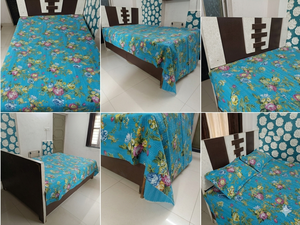 Couvre-lit imprimé floral et oiseaux, style bohème, moderne, toutes saisons, patchwork, rembourrage en coton fait main, pour usage domestique, Rajasthan - Product Image 2