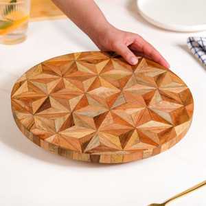 Plateau de service pour desserts en bois pur de luxe, artisanat fait main, plateau multifonctionnel pour restaurant, café, hôtel - Product Image 2