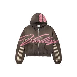 Ensemble de survêtements 2 pièces pour homme, style Y2K, avec sweat à capuche zippé à motif strass et pantalon évasé, marque privée - Product Image 2