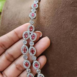 Two-Layer AD Ruby Bridal Jewelry Set with Rhodium Finish - Product Image 2