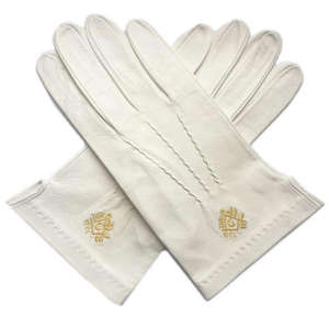 Guantes Masónicos Térmicos de Algodón Transpirable con Pantalla Táctil, Diseño de Compás y Escuadra Plateados, Guantes de Algodón Blancos - Product Image 2
