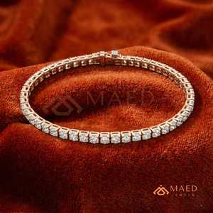 สร้อยข้อมือเทนนิสโมอิสซาไนต์ทรงกลมสำหรับผู้หญิง สีโรสโกลด์ สแตนเลสสตีล ดีไซน์หรูหรา ของขวัญเครื่องประดับงานแต่งงาน - Product Image 3