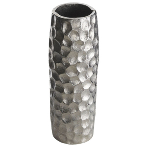 Jarrón de Flores de Metal Martillado Hecho a Mano de Lujo, de Aluminio Plateado Premium, Decorativo para Mesa, para Hogar Moderno, Oficina y Bodas - Product Image 1
