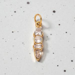 Pendentif en pierre précieuse de quartz cristallin plaqué or 14 carats pour la fabrication de colliers et de bracelets - Product Image 1