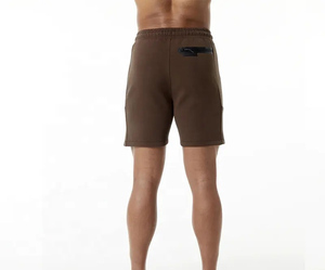 กางเกงขาสั้นออกกำลังกายสีน้ำตาลสำหรับผู้ชาย ขายดี ทนทาน ผลิตจากผ้าโพลีเอสเตอร์ผสมคอตตอน เอวกลาง มีเชือกผูก ปรับแต่งโลโก้ได้ มีกระเป๋าข้าง ไซส์ US - Product Image 6