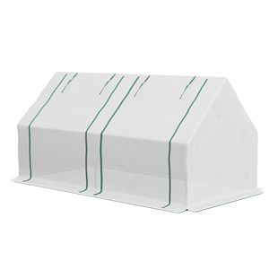 Serra da Giardino Portatile 6x3x3 ft con Due Coperture in PE/PVC e 2 Finestre Avvolgibili, Vetro Temperato Ecologico e Telaio in Legno - Product Image 1