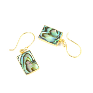 Antique Natural <b>Abalone</b> <b>Shell</b> Gemstone 22K Gold Plated Bezel Setting Square Shape Dangle Earrings Jewelry Girls Wholesale Bulk - Product Image 3