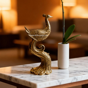 Sculpture de paon en laiton de style antique, couleur personnalisée et design personnalisable, figurine décorative faite à la main pour la décoration de maison de luxe - Product Image 5