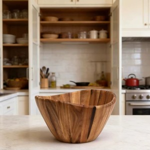 Tazón para Servir y Mezclar Ensaladas de Madera, Ecológico, Clásico, No Tóxico, Pulido, Duradero y de Alta Calidad, Ideal para Fiestas y el Hogar - Product Image 1