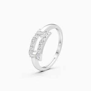 Anillo de diamantes de curva abierta con diamante cultivado en laboratorio de 0.21 quilates en oro amarillo, blanco y rosa de 9 quilates - Product Image 2