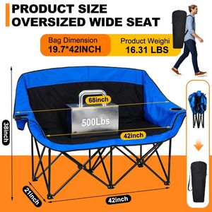 Sedia da Campeggio Doppia Imbottita Extra Large e Resistente - Sedia Pieghevole Portatile per Esterni - Product Image 2