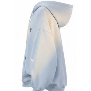 Nouveau sweat à capuche zippé oversize bleu clair pour femme, doublure florale, coupe ample, style streetwear, veste personnalisée OEM ODM - Product Image 5