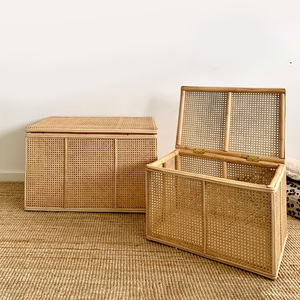 Kids Room Decor Eco-friendly Vintage Rattan <b>Chest</b> Trunks Organizer <b>Storage</b> Containers Trunk <b>Chests</b> with Lid Cheap Price - Product Image 1