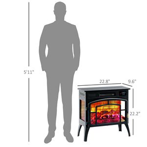 Stufa Elettrica Nera da 1500W con Fiamma Realistica e Temperatura Regolabile, Riscaldatore a Infrarossi Moderno - Product Image 3