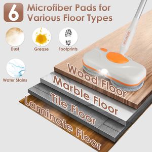 Mopa Eléctrica Inalámbrica Autopropulsada de Doble Motor, 6 Almohadillas de Microfibra, 2 Velocidades, Tanque de Agua de 900 ml, Rociador de un Clic, Limpiador de Pisos - Product Image 4
