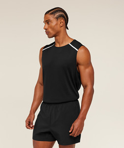 <b>Men</b> Sleeveless <b>Tank</b> <b>Top</b> <b>Black</b> O-Neck Quick Dry Sporty Fit Knitted Polyester Solid Color Workout Wear - Product Image 4