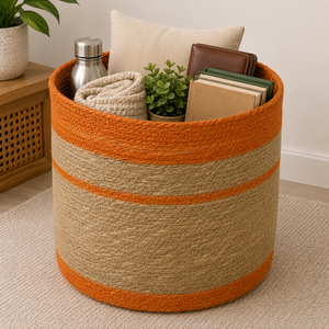Special offer Round <b>Seagrass</b> Rope <b>Basket</b> with Lid Handwoven Natural Storage Organizer for Bedroom Living Room & Nursery - Product Image 1