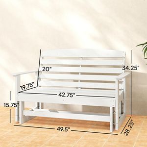 Panca a dondolo in HDPE bianco anticato con doghe per soggiorni moderni - Product Image 3