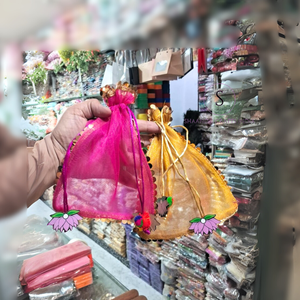 Bolsas Potli de Diseño Hechas a Mano, Bolsitas Pequeñas para Joyería, Bolsas de Regalo con Hermosos Detalles de Loto para Recuerdos de Bodas y Fiestas - Product Image 3