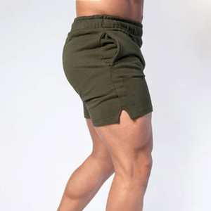 Shorts de sport pour hommes à taille mi-haute, respirants, 100% coton, couleur unie, avec poche en maille et taille élastique, style urbain, vente en gros usine du Pakistan - Product Image 5