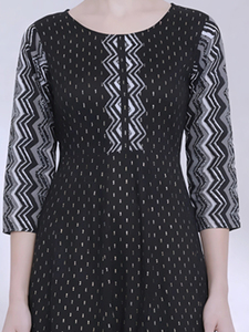 Kurti Anarkali con estampado geométrico para mujer, talla grande, cuello redondo, manga tres cuartos, ropa étnica, kurta en tela de rayón y algodón - Product Image 4