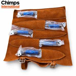 Juego de Cuchillos de Cocina Chimps International de 5 Piezas, Hojas de Acero Inoxidable, Mangos de Madera Pakka y Resina Azul, Ambidiestros, Duraderos y Afilados - Product Image 4