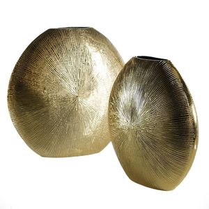 แจกันดอกไม้ตั้งโต๊ะทรงหน้ากาก ทำมือ ตกแต่งบ้าน/ออฟฟิศ วัสดุโลหะ (อะลูมิเนียม) ผิวด้านสีทอง ทันสมัย ขายดี - Product Image 4