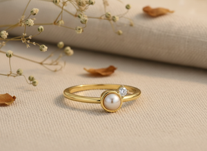 Anillo Apilable Minimalista para Mujer, Hecho a Mano, Oro Sólido de 14k, Perla de Agua Dulce, Diamante Cultivado en Laboratorio, Certificado, Ideal para Regalo - Product Image 5