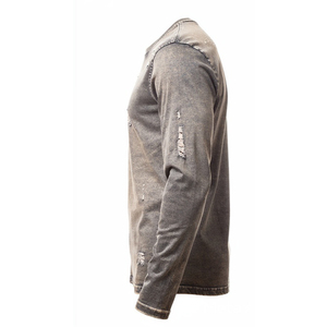 T-shirt Homme Manches Longues Col Rond Effet Délavé Style Mode Masculin - Product Image 4