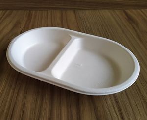 Assiette compartimentée biodégradable écologique, assiettes jetables - anti-fuite, assiettes blanches naturelles sans BPA, alternative au plastique - Product Image 3