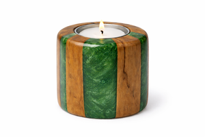 Nouvelle arrivée, porte-bougie en bois et résine rouge rubis, fait main, décoration de table de luxe, support de bougie, cadeau - Product Image 3